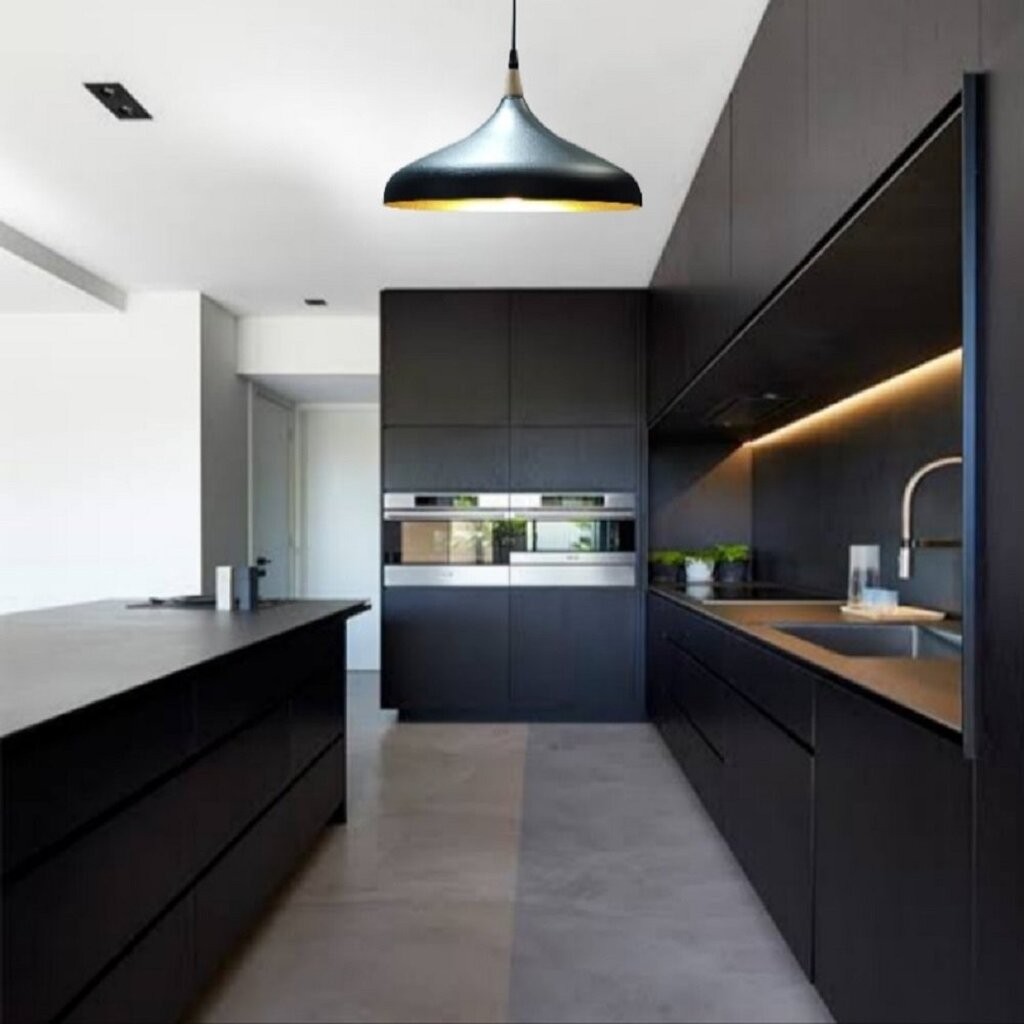 MYLİGHTS MUTFAK AVİZE METAL SARKIT SİYAH İÇİ ALTIN AVİZE 35 CM 