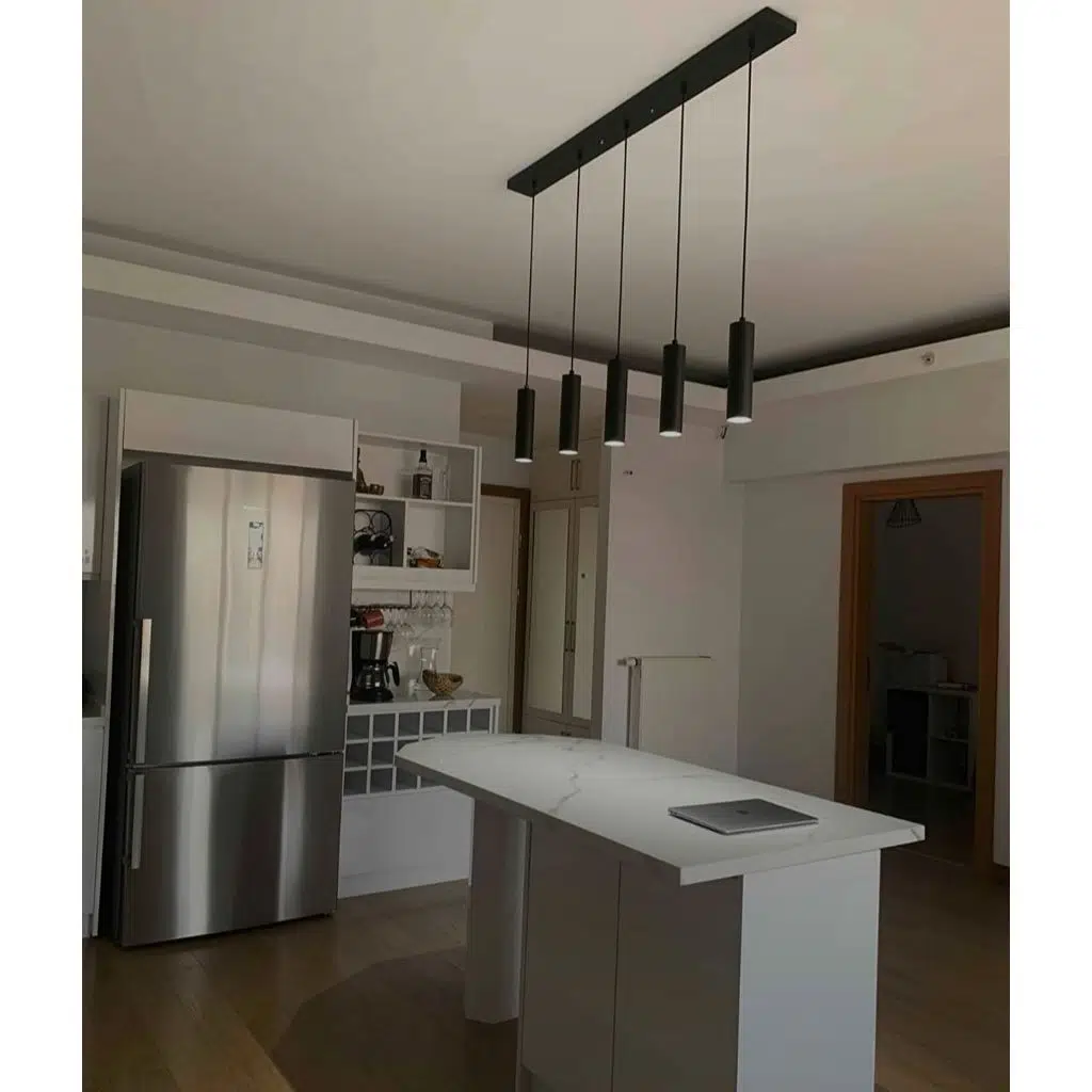 MYLİGHTS AMPULLÜ SIRALI MASA ÜSTÜ BEŞLİ SARKIT AVİZE GU10 LED ampul. Gün isigi dahildir