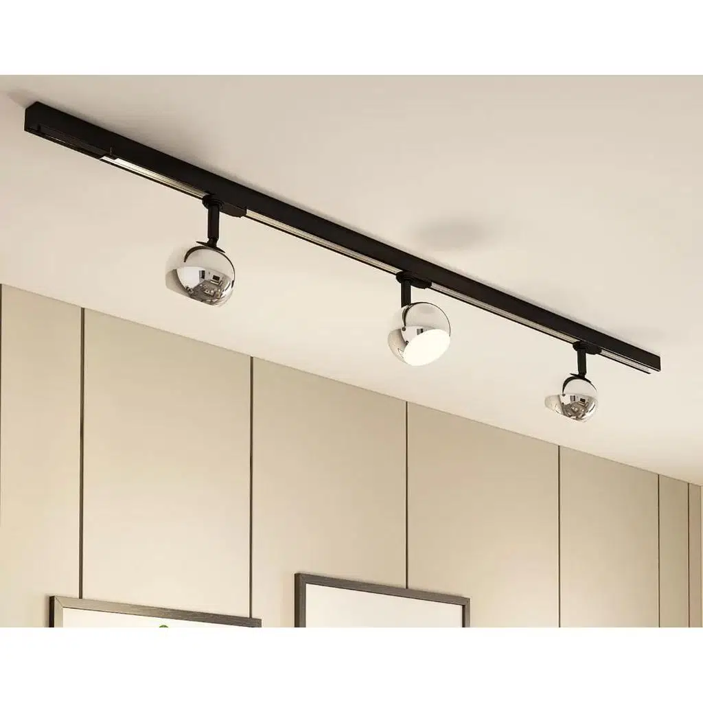 mylights demet habek gün ışığı ampullü 1 metre alüminyum ray ile krom kaplama 3 başlıklı spot avize