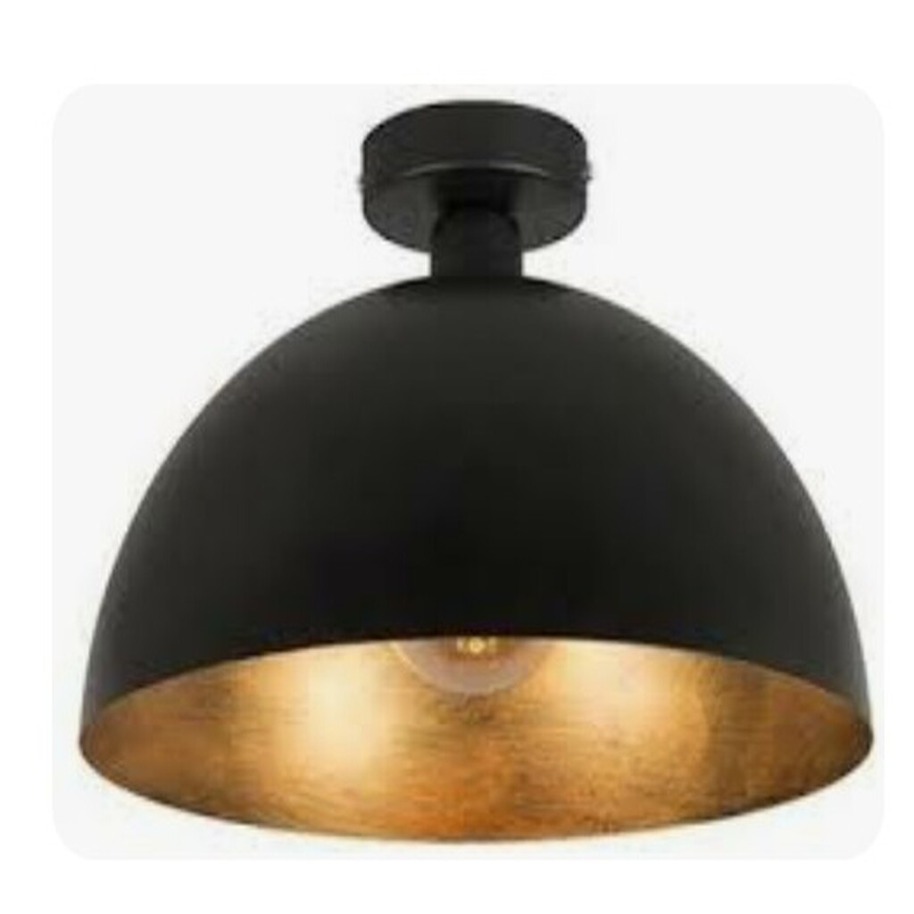 MYLİGHTS PLOFONYER RETRO RUSTİK METAL SARKIT AVİZE SİYAH İÇİ ALTIN 40 CM