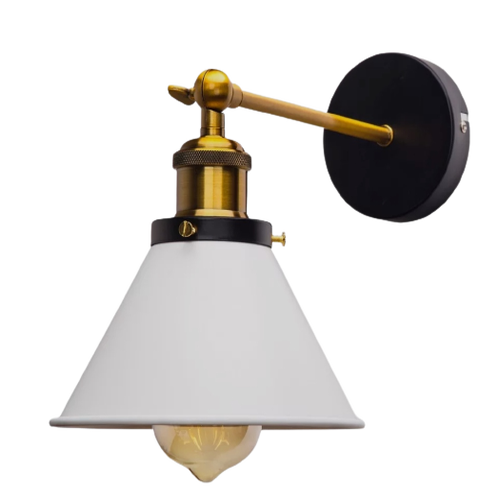 MYLİGHTS RETOR RUSTİK HAREKETLİ BEYAZ BAŞLIKLI APLİK KONİK DUVAR LAMBASI 18CM EN