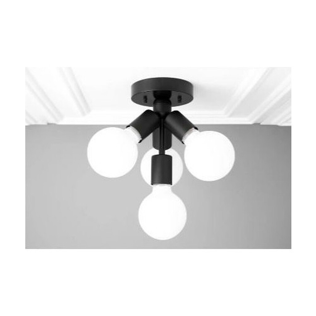 Mylights Retor Rustik Mat Siyah Dörtlü Tavan Plofonyer Avize