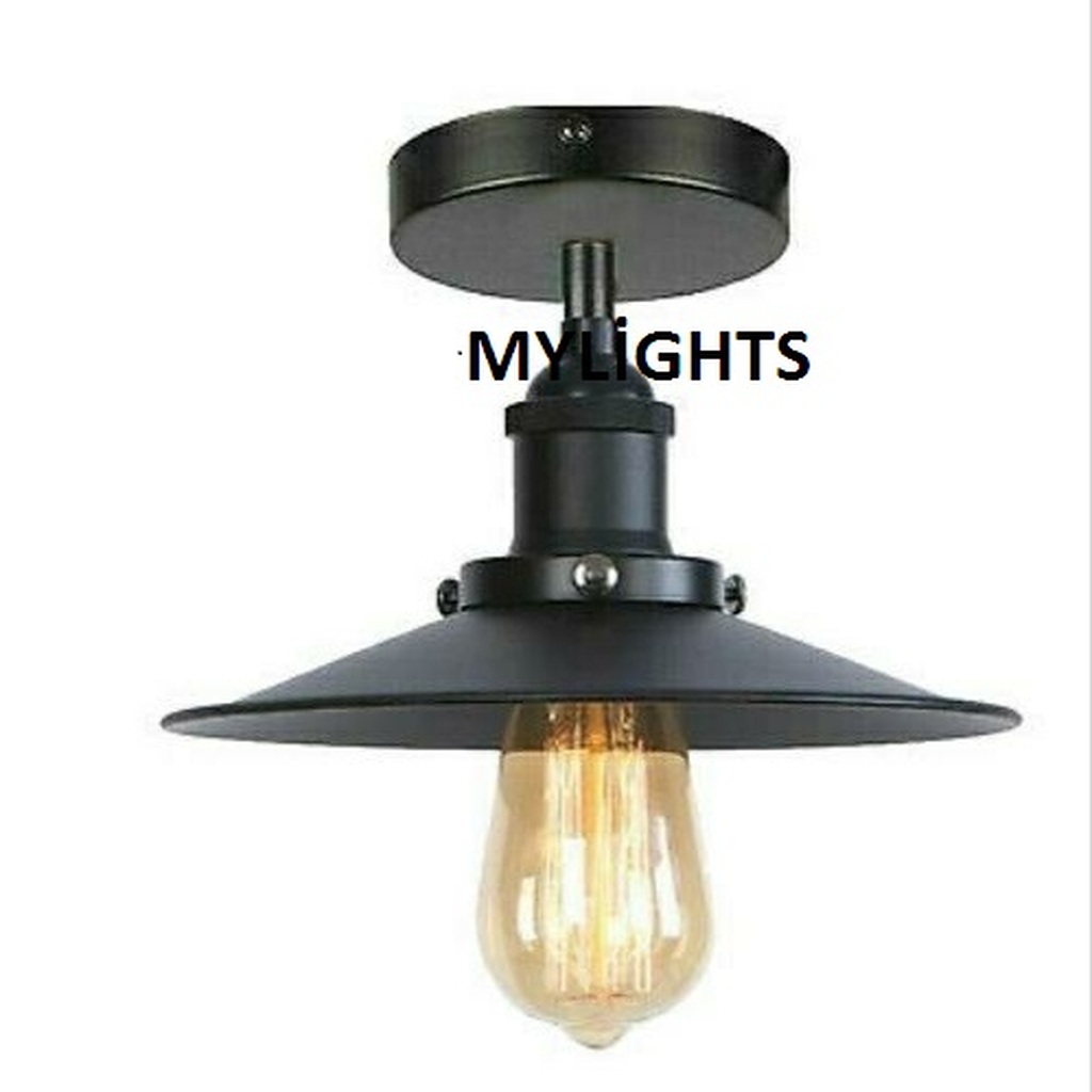 MYLİGHTS RETRO MAT SİYAH RUSTİK VİNTAGE TAVAN AVİZE TAVAN ARMATÜR KOPLE METAL ÜRÜNDÜR EN 22CM