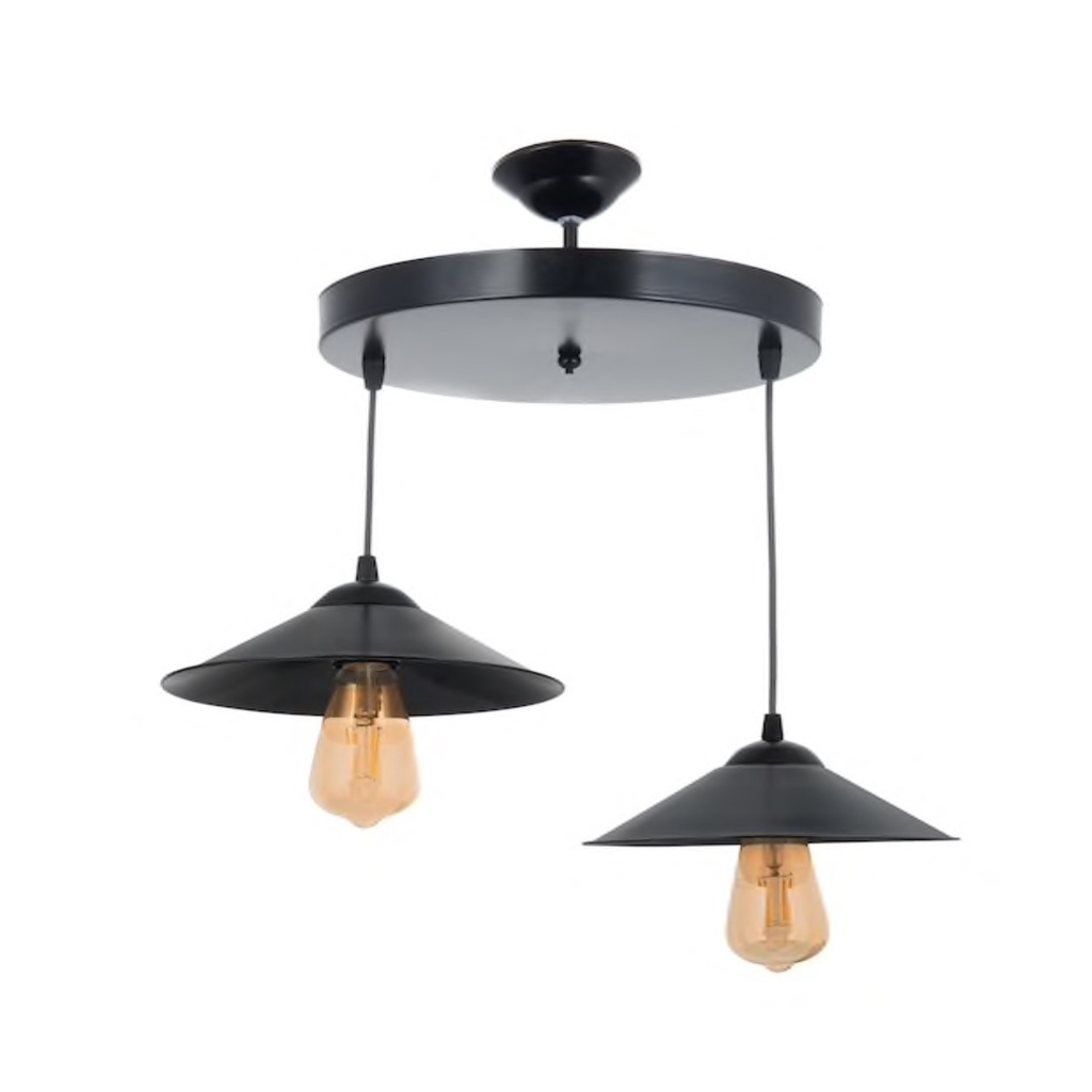 MYLİGHTS RETRO METAL SARKIT İKİLİ MAT SİYAH AVİZE