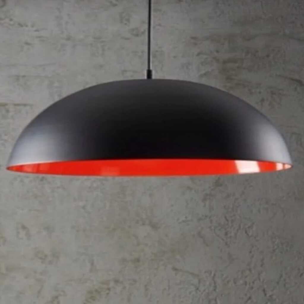 MYLİGHTS RETRO PARLAK SİYAH İÇİ KIRMIZI METAL SARKIT AVİZE 40 CM