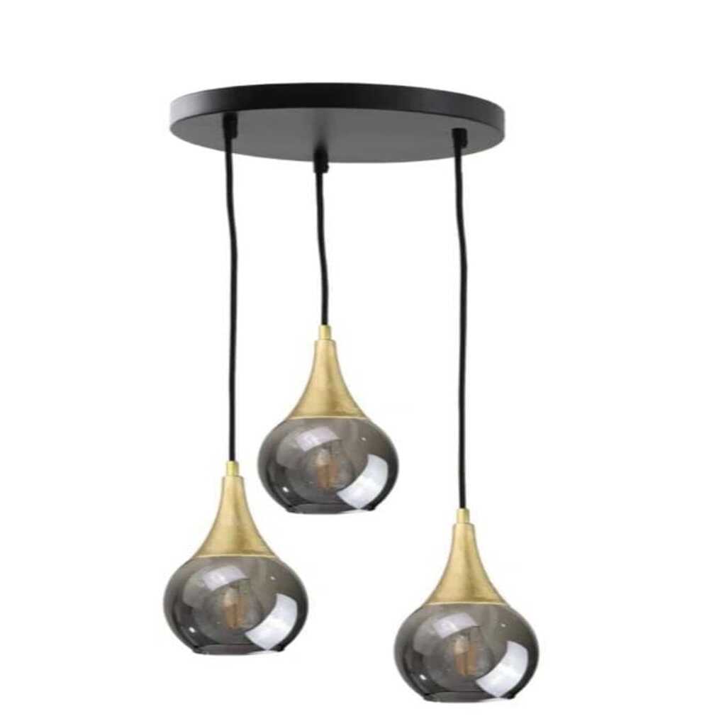 MYLİGHTS RETRO RUSİK VİNTAGE ÜÇLÜ FÜME CAMLI SARKIT AVİZE