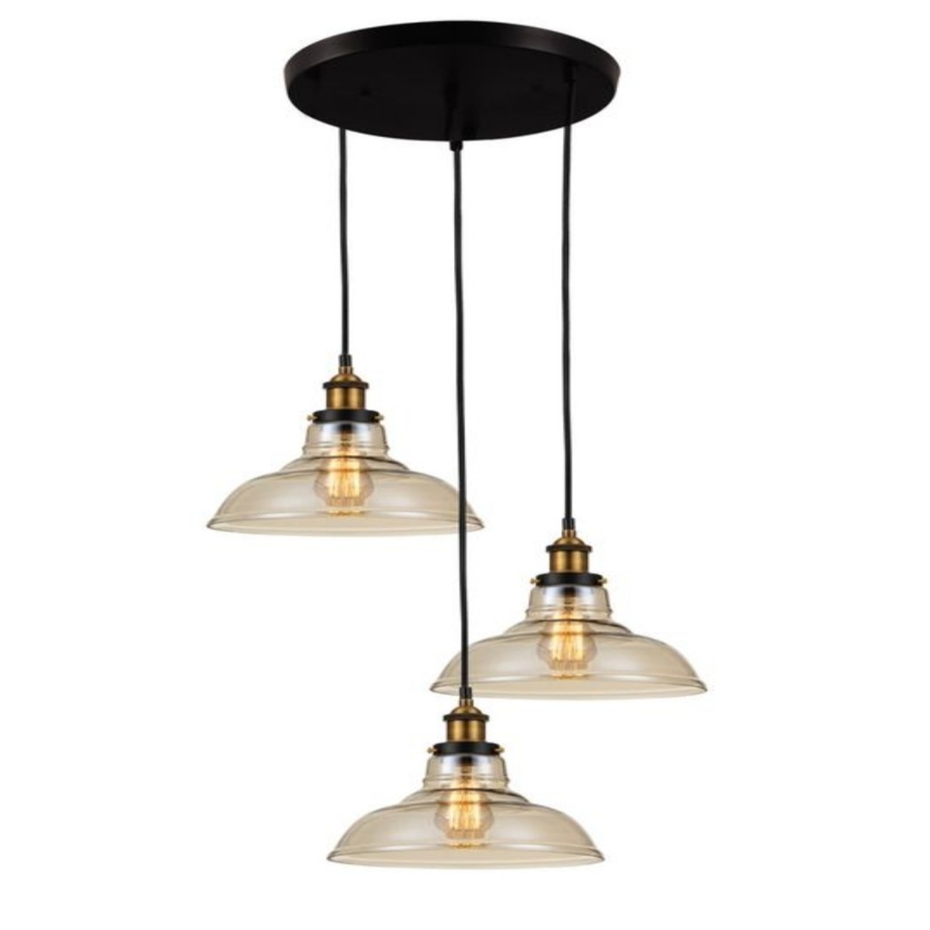 MYLİGHTS RETRO RUSİK VİNTAGE ÜÇLÜ BAL CAMLI SARKIT AVİZE