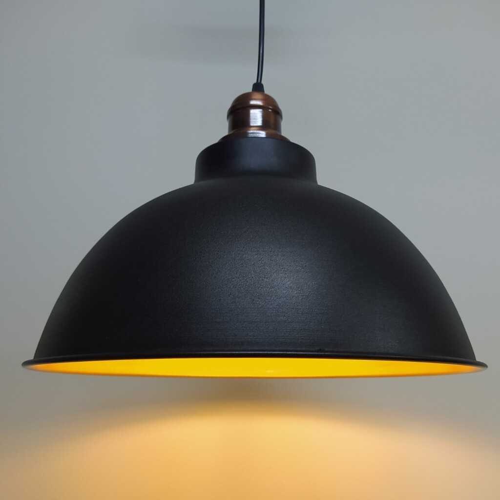 MYLİGHTS RETRO RUSTİK BAKIR ASKILI METAL SARKIT AVİZE SİYAH İÇİ ALTIN