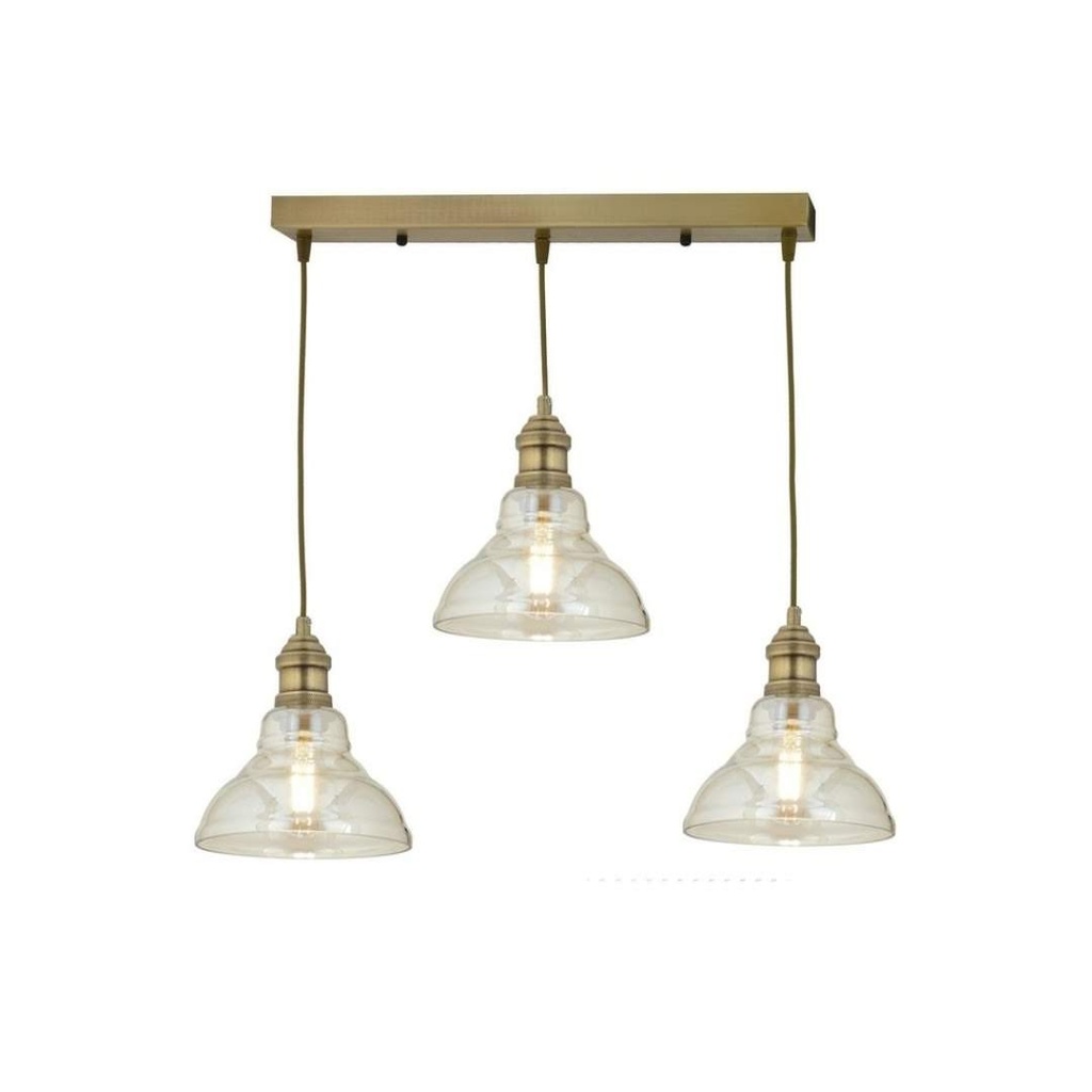 MYLİGHTS RETRO RUSTİK ESKİTME SIRALI BAL CAMLI MASA ÜSTÜ ÜÇLÜ SARKIT AVİZE