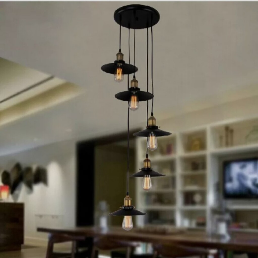 MYLİGHTS RETRO RUSTİK GALERİ BOŞLUĞU YÜKSEK TAVAN AVİZE BEŞLİ AVİZE