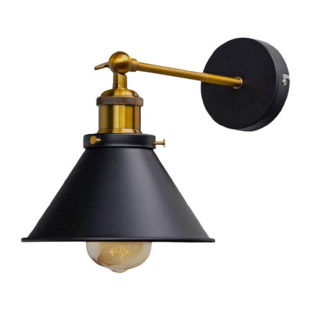 Mylights Retro Rustik Mafsalı Konik Aplik Siyah 18 cm