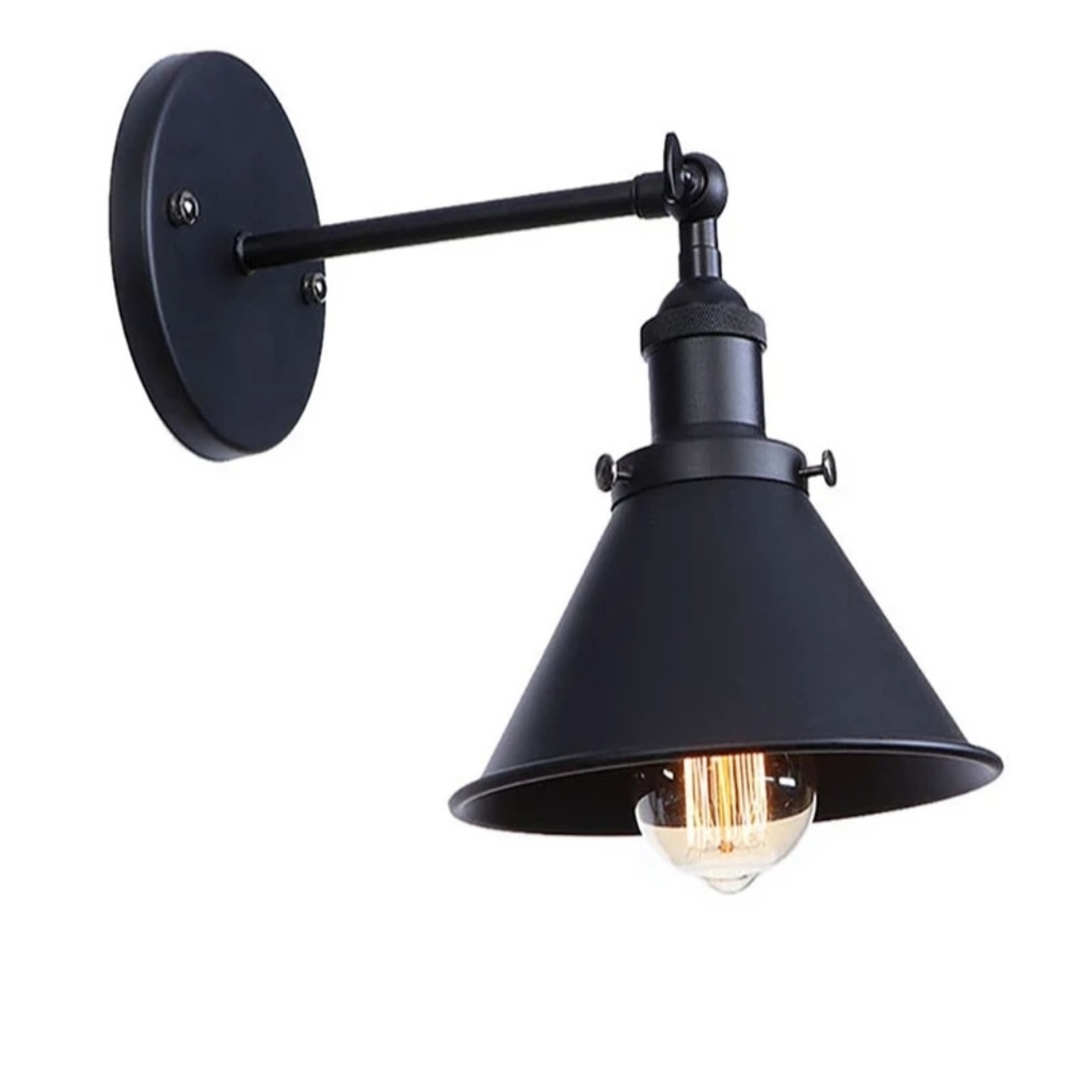 Mylights Retro Rustik Mafsalı Siyah Hareketli Aplik Duvar Aplik T