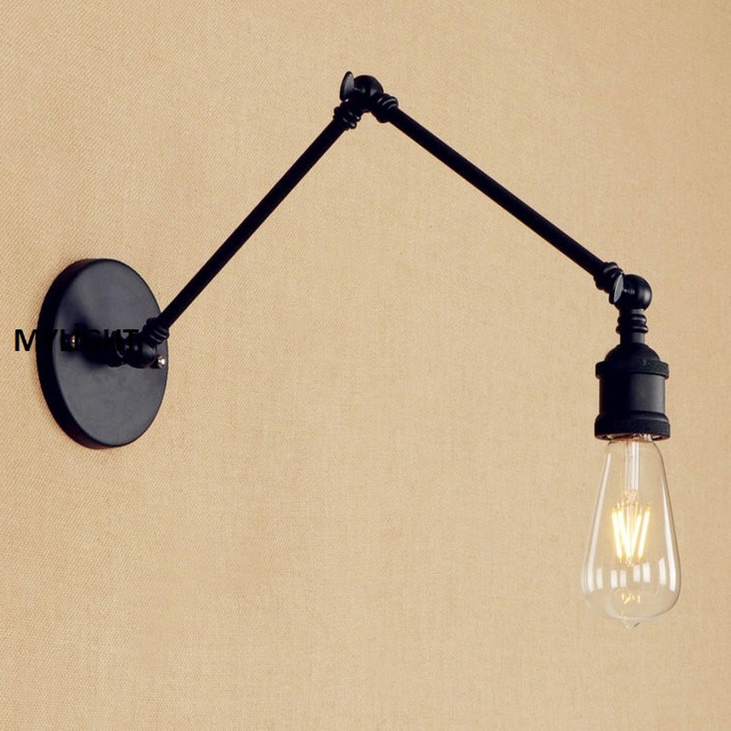 MYLİGHTS RETRO RUSTİK MAT SİYAH METAL AKROBAT APLİK OKUMA LAMBASI 