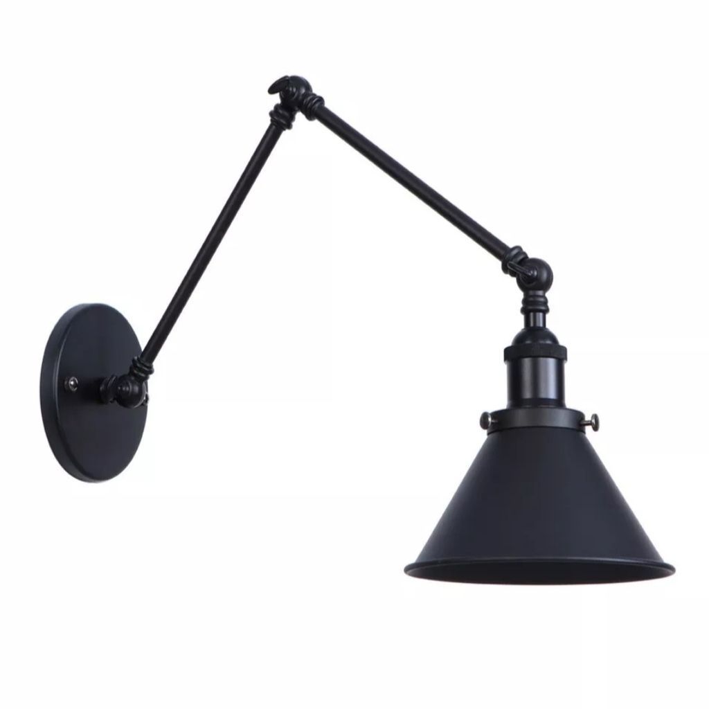 MYLİGHTS RETRO RUSTİK MAT SİYAH ÜÇ MAFSALI AKROBAT APLİK DUVAR LAMBASI