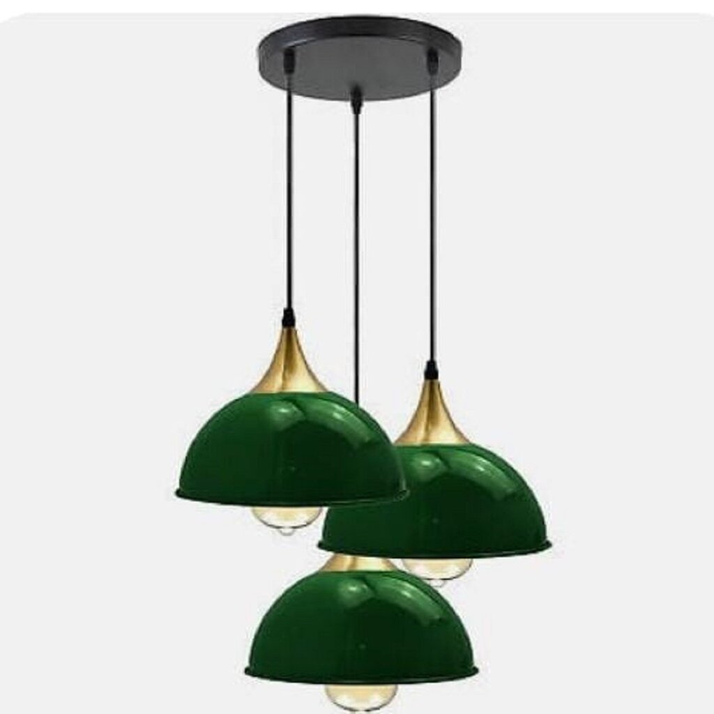 MYLIGHTS RETRO RUSTİK METAL ENDÜSTRİYEL BANKER YEŞİL ÜÇLÜ SARKIT AVİZE