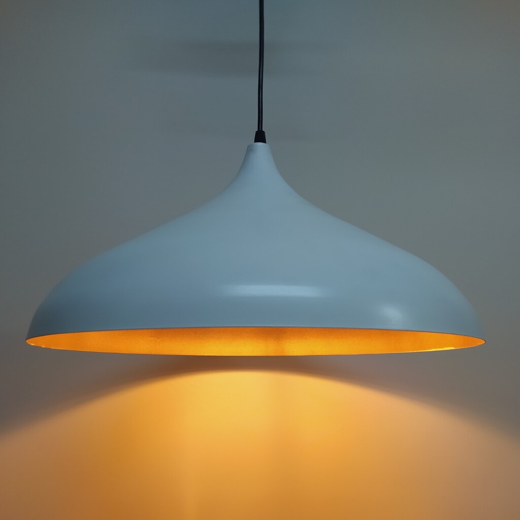 MYLİGHTS RETRO RUSTİK METAL SARKIT BEYAZ İÇİ ALTIN AVİZE 43 CM