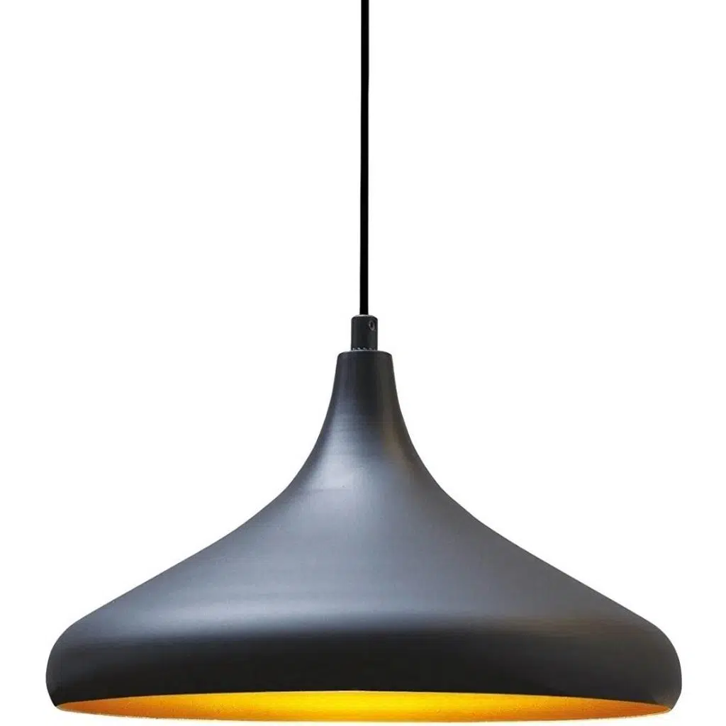 MYLİGHTS RETRO RUSTİK MODERN SPOR METAL SARKIT AVİZE SİYAH İÇİ ALTIN 35 CM