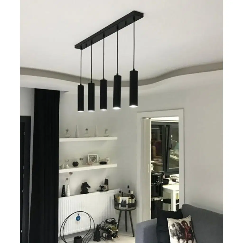 MYLİGHTS RETRO RUSTİK SIRALI MASA ÜSTÜ BEŞLİ SARKIT AVİZE GU10 LED ampul. Gün isigi dahildir