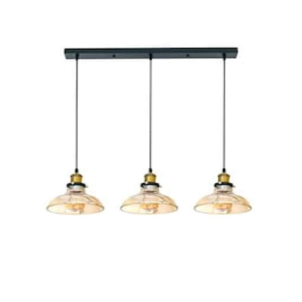 MYLİGHTS retro rustik sıralı üçlü bal camlı sarkıt masa üstü avize 60 cm en