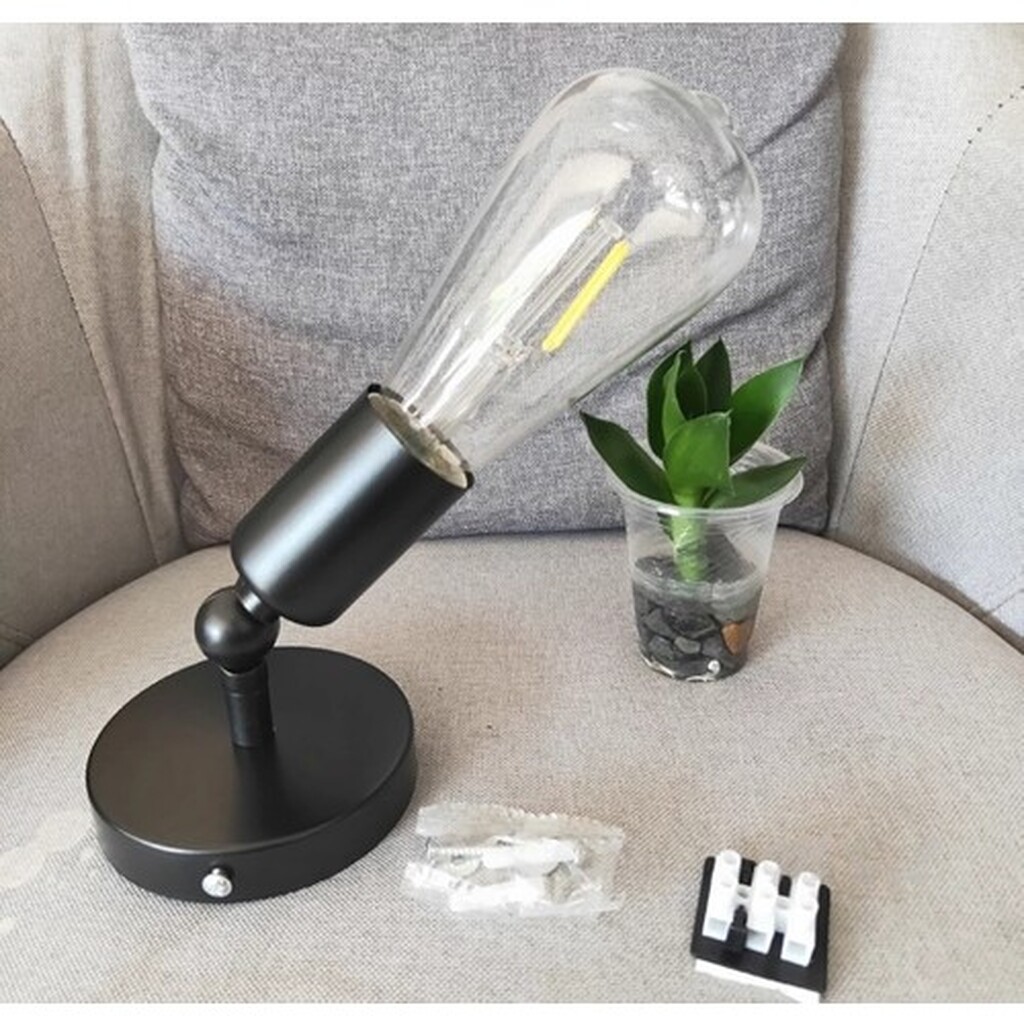 mylights Retro Rustik Siyah Mafsalı Hareketli Aplik Duvar Lambası