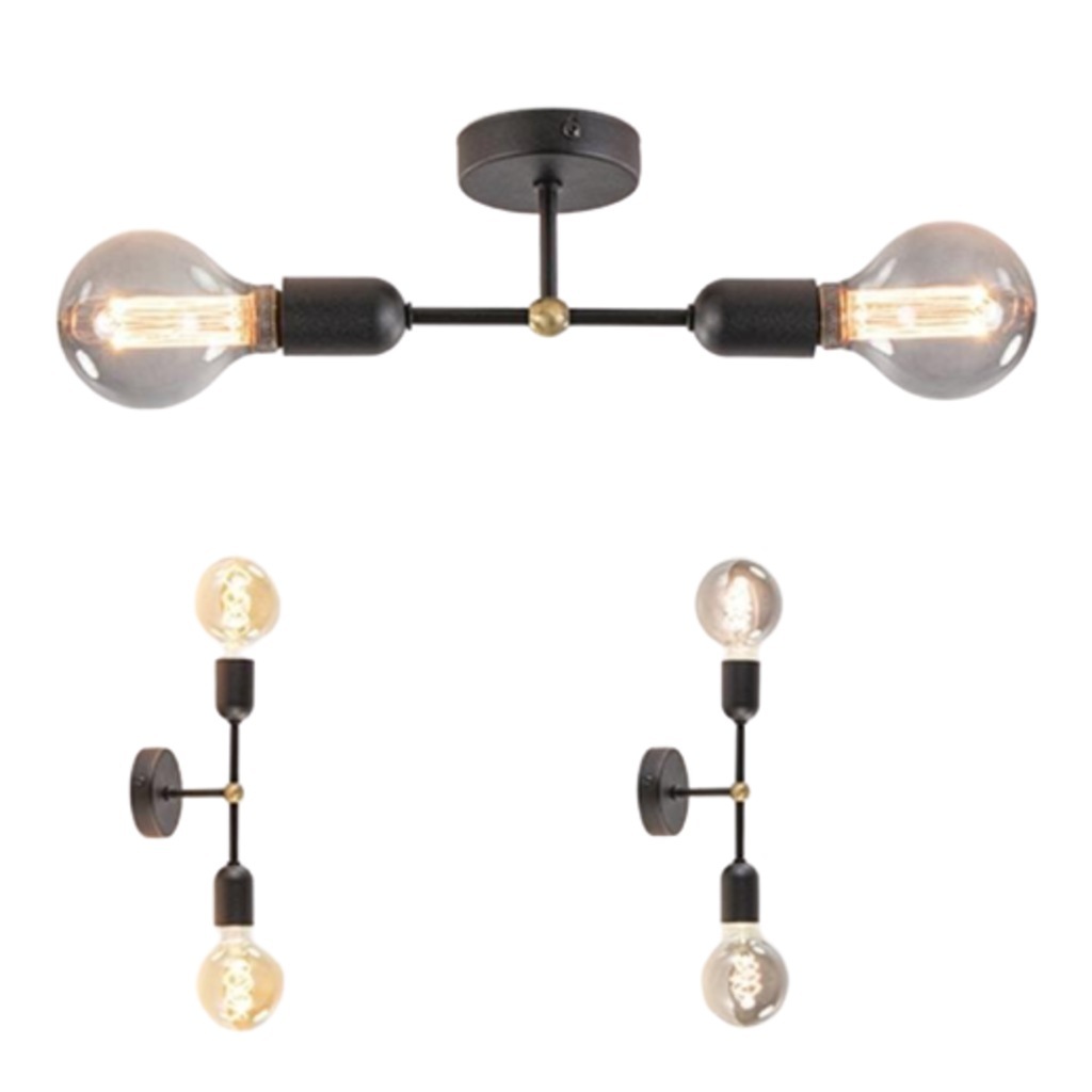 Mylights Retro Rustik Tavan Duvar Aplik Avize İkili Armatür (436448169)