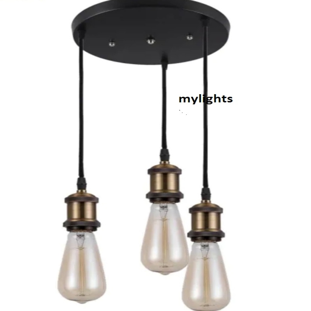 mylights retro rustik üçlü 30 cm metal sarkıt avize rustik sartık vintage sarkıt