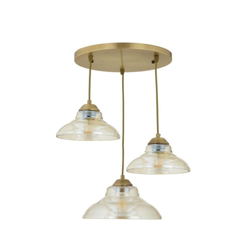 MYLİGHTS RETRO RUSTİK ÜÇLÜ BAL CAMLI ESKİTME RUSTİK SARKIT AVİZE