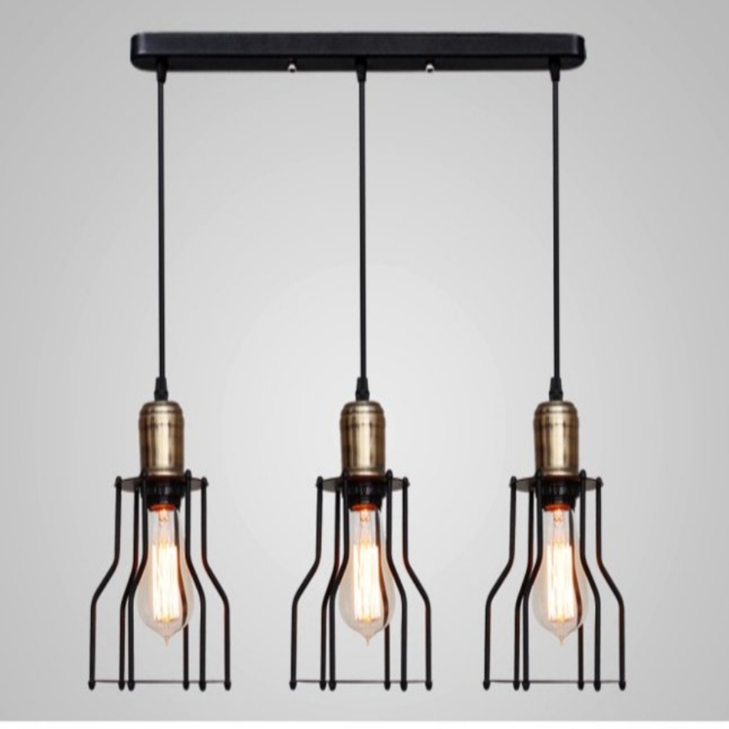 MYLİGHTS RETRO RUSTİK ÜÇLÜ MASA ÜSTÜ AVİZE EN 60 CM KAFES SARKIT