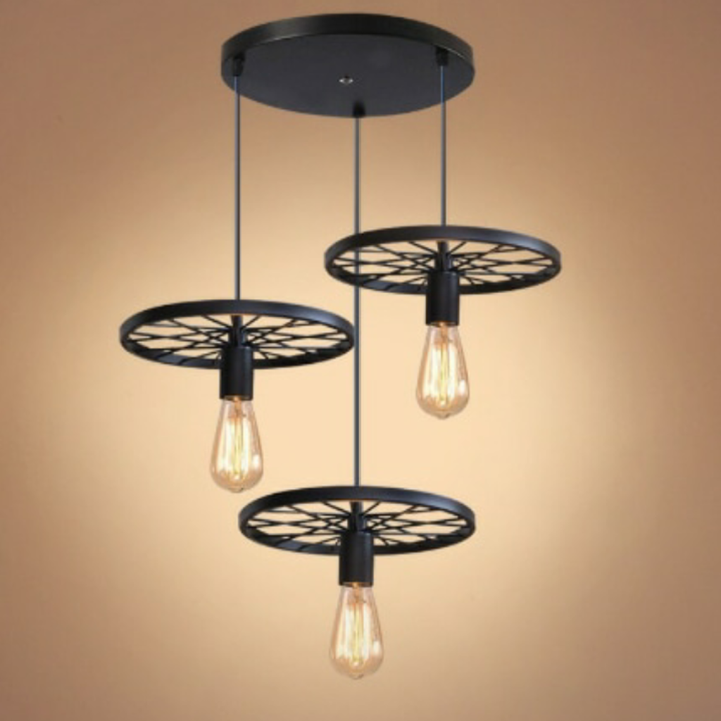 MYLİGHTS RETRO RUSTİK ÜÇLÜ SİYAH SARKIT AVİZE RUSTİK AVİZE