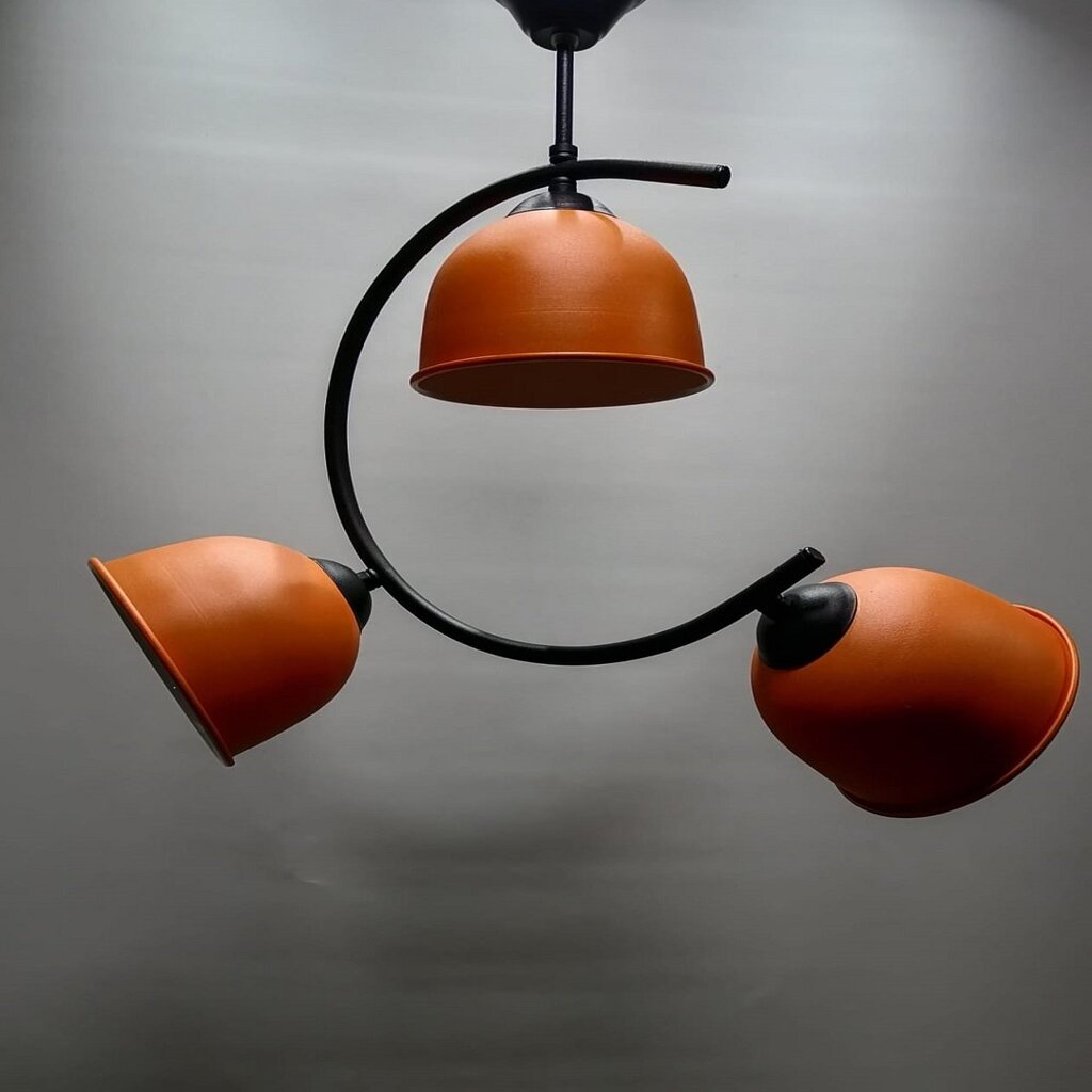 MYLİGHTS RETRO RUSTİK ÜÇLÜ TURUNCU BAŞLIKLI METAL SARKIT AVİZE