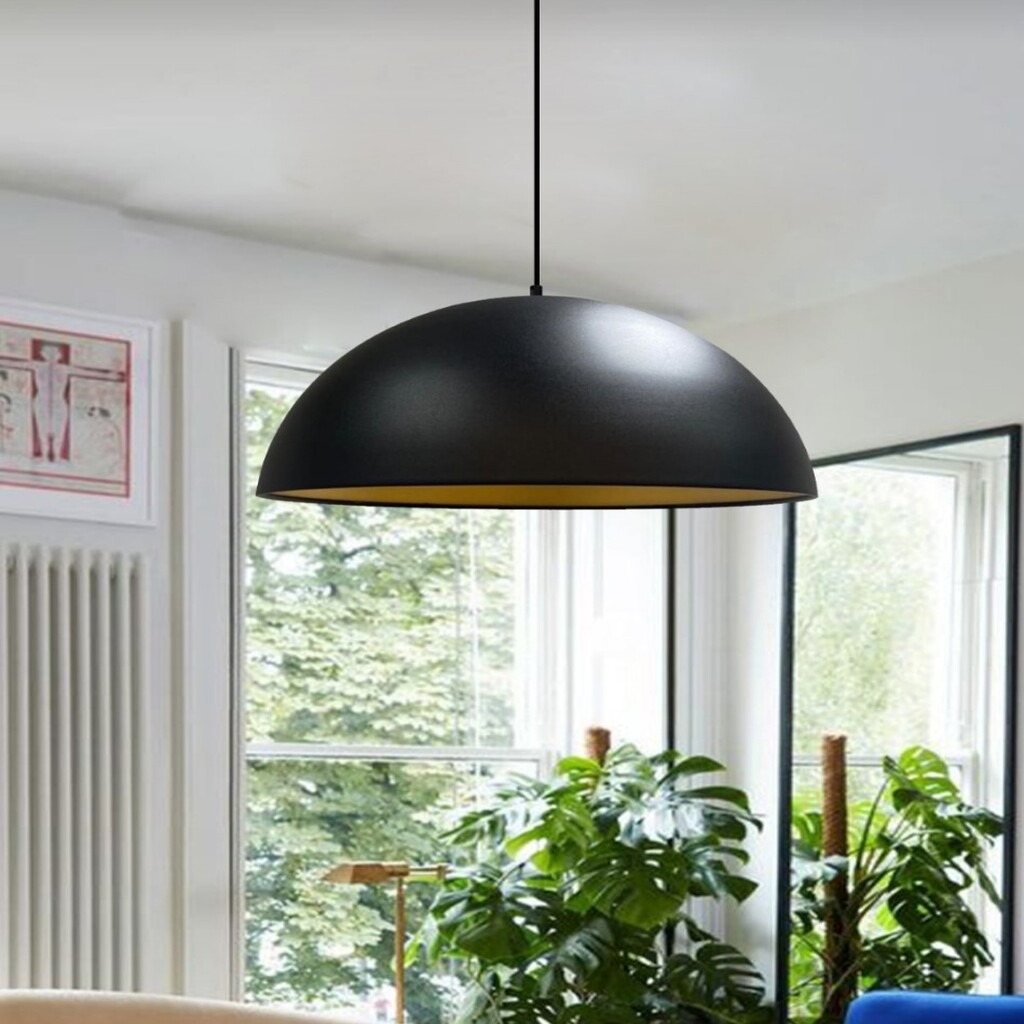 MYLİGHTS RETRO RUSTİK VİNTAGE METAL SARKIT AVİZE 40 CM SİYAH İÇİ ALTIN