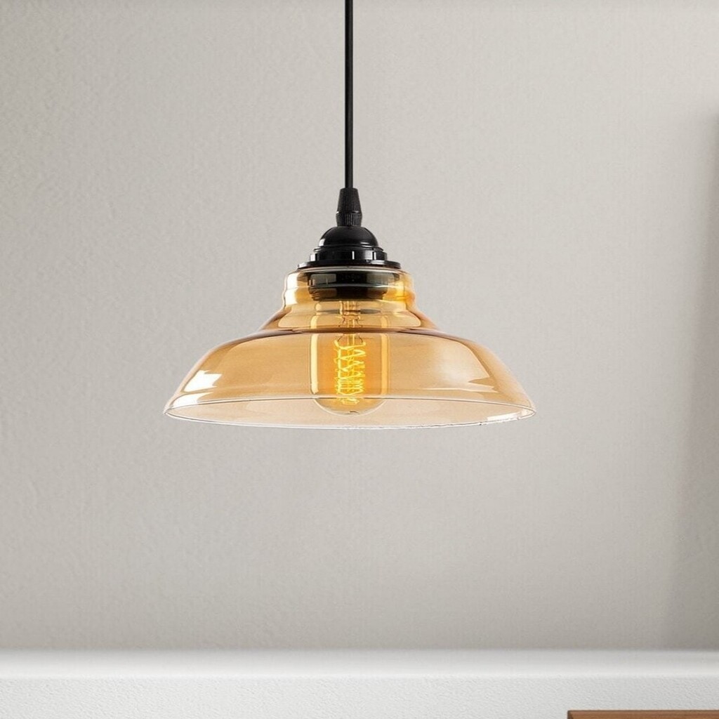 MYLİGHTS RETRO RUSTİK VİNTAGE TEKLİ BAL CAMLI SARKIT AVİZE EN 20 CM