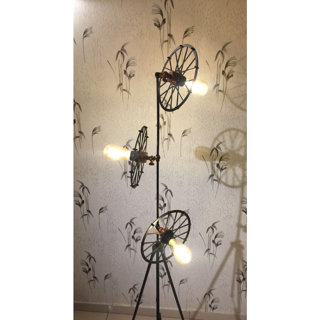 Mylights Retro Ruystik Üçlü Üç Ayak Rustik Lambader Köeş Lambas