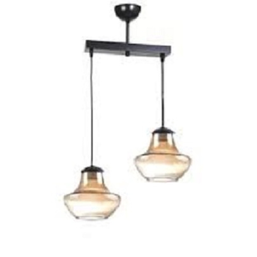 mylights retro sıralı ikili avize bal cam 30 cm