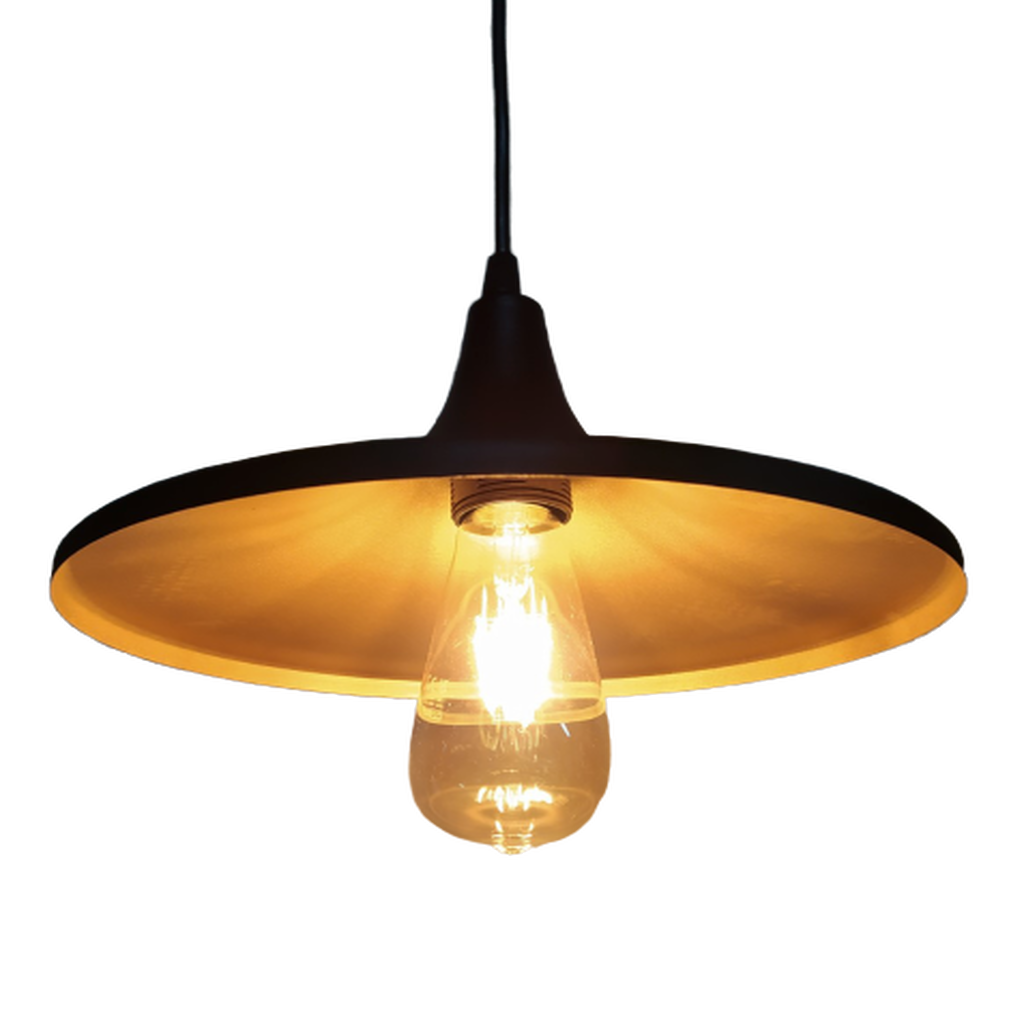 MYLİGHTS RETRO SİYAH İÇİ ALTIN METAL SARKIT AVİZE RUSTİK TEKLİ 27CM EN