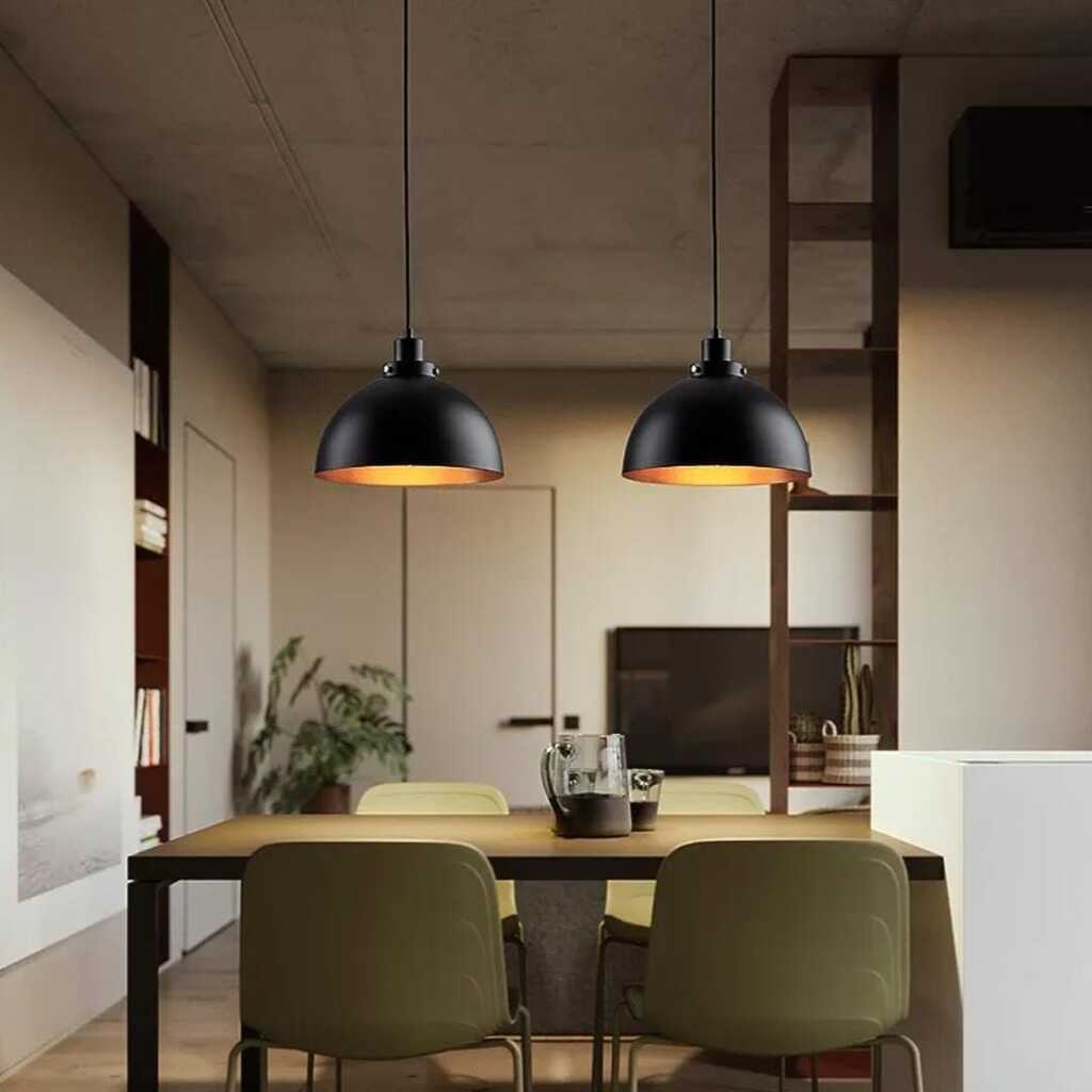 MYLİGHTS RETRO SİYAH İÇİ SARI METAL SARKIT AVİZE 30 CM tek fiyatıdır