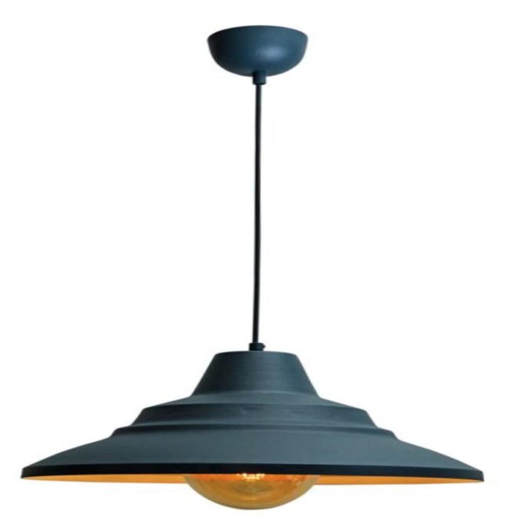 MYLİGHTS RETRO SİYAH İÇİ SARI METAL SARKIT AVİZE 40 CM