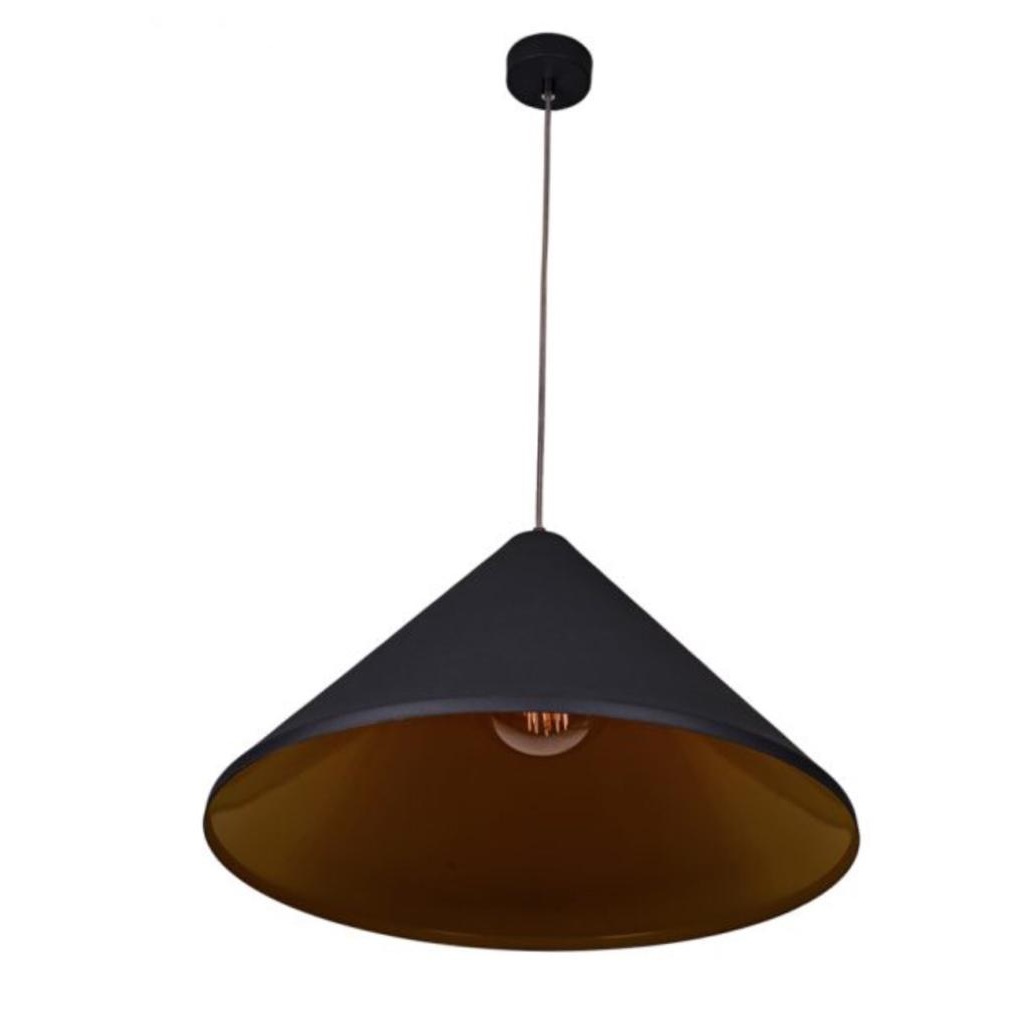 Mylights Retro Siyah İçi Sarı Metal Sarkıt Avize Rustik Metal Sa