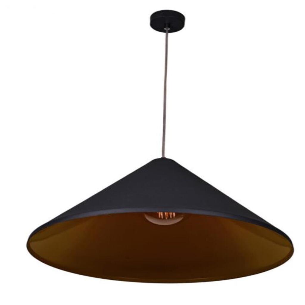 MYLİGHTS RETRO SİYAH İÇİ SARI METAL SARKIT AVİZE RUSTİK METAL SARKIT 50 CM EN