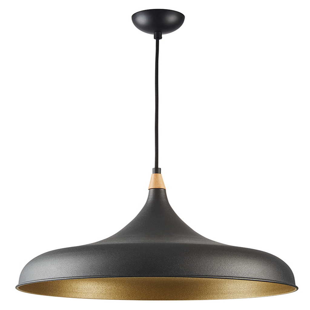 MYLİGHTS RETRO SİYAH İÇİ SARI METAL SARKIT AVİZE TEKLİ AVİZE