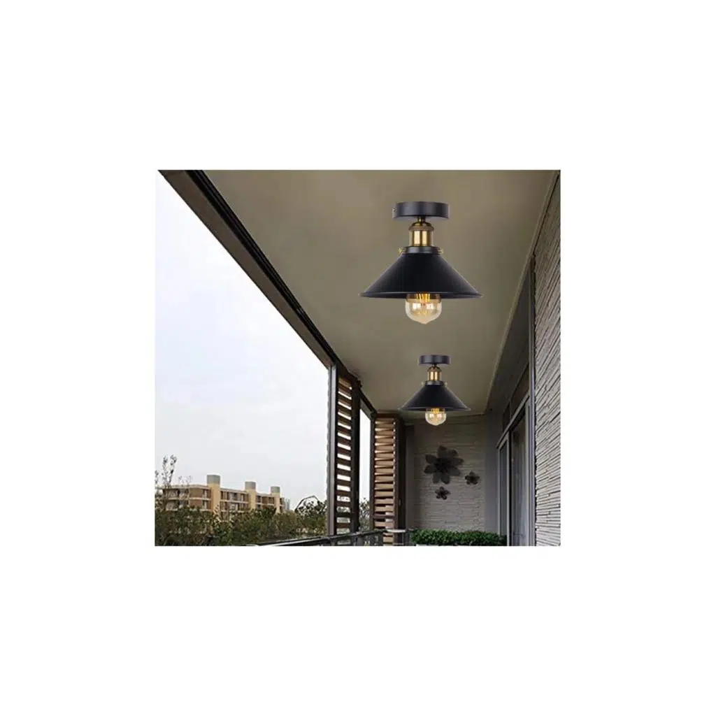 S Retro Plofonyer Tavan Avize Tekli Siyah Rustik 23cm