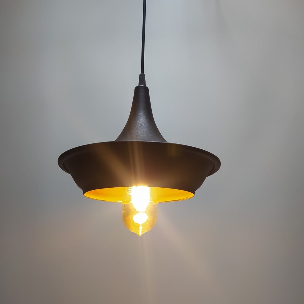 mylights retro vintage 1 metal sarkıt avize siyah içi altın