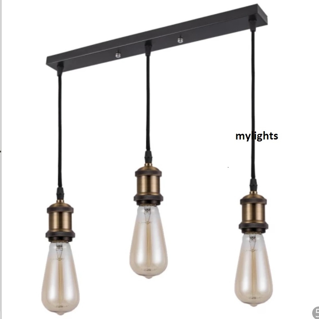 MYLİGHTS RETRO VİNTAGE RUSTİK MASA ÜSÜTÜ SIRALI 60 CM ÜÇLÜ SARKIT AVİZE