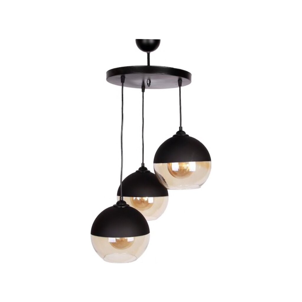 MYLİGHTS RUSTİK BAL CAMLI ÜÇLÜ AVİZE CAMLAR 20 CM TABAN 30 CM