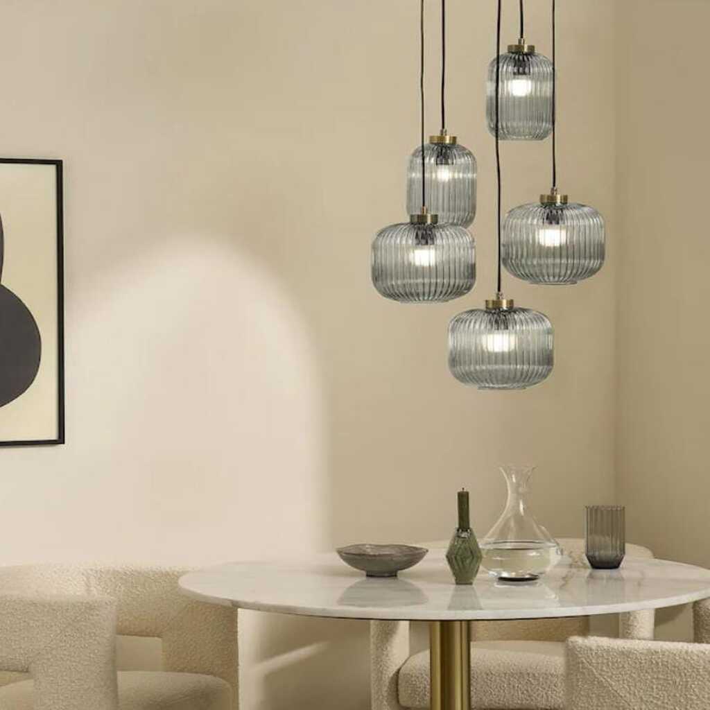 MYLİGHTS RUSTİK BEŞLİ CAMLI RUSTİK VİNTAGE AVİZE 