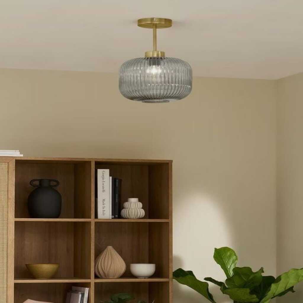 MYLİGHTS RUSTİK FÜME PLOFONYER TAVAN AVİZE 20CM SPOR TEKLİ AVİZE