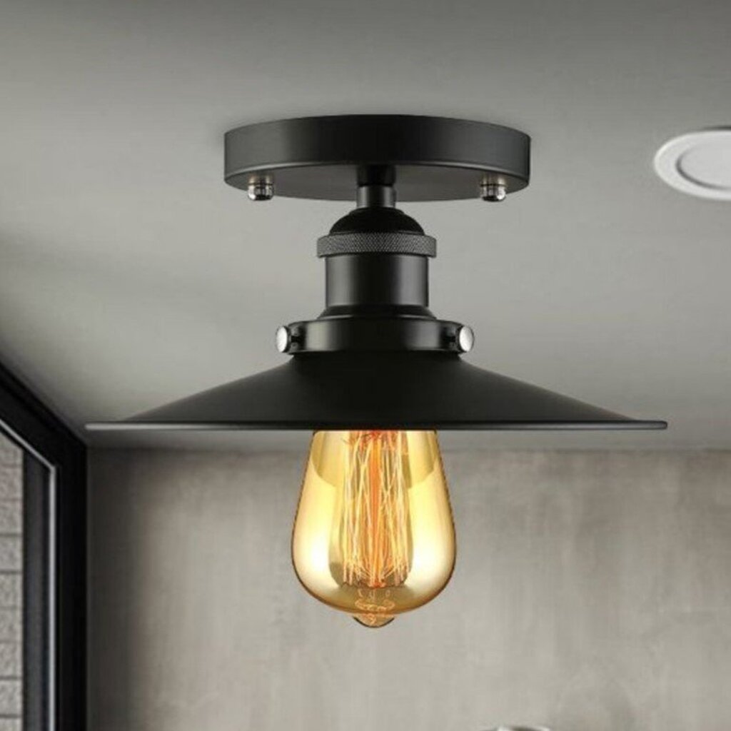 MYLİGHTS RUSTİK MAT SİYAH 22 CM EN TAVAN AVİZE PLOFONYER AVİZE 