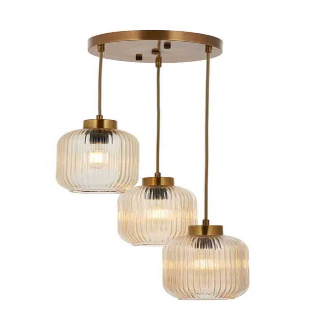 MYLİGHTS RUSTİK ÜÇLÜ BAL CAMLI RUSTİK VİNTAGE AVİZE 