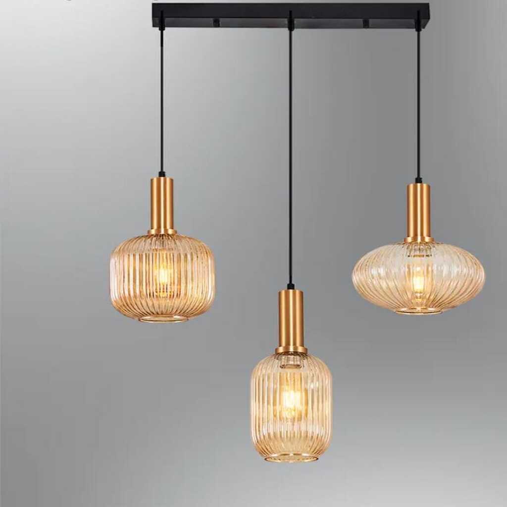 MYLİGHTS RUSTİK ÜÇLÜ BAL CAMLI MASA ÜSÜT SARKIT AVİZE 60 CM KASA 