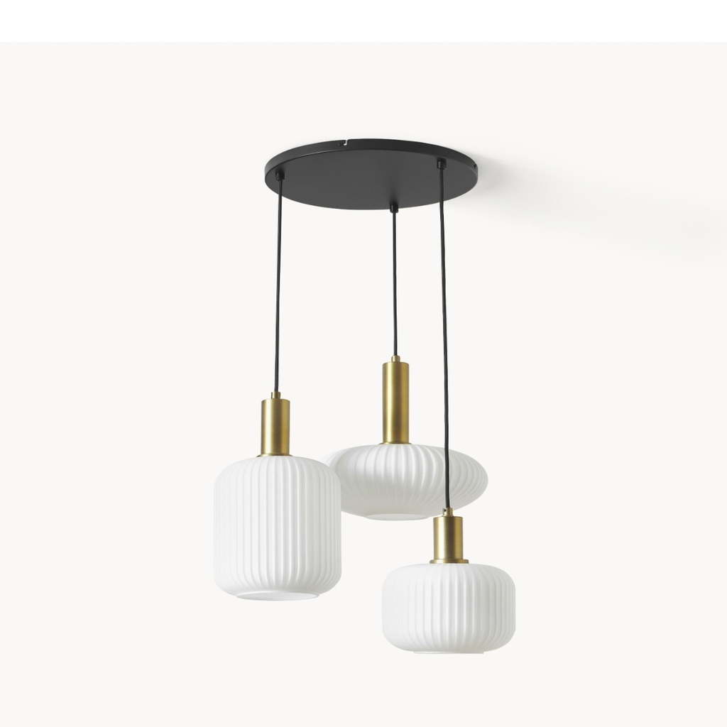 MYLİGHTS RUSTİK ÜÇLÜ BAL CAMLI AVİZE KASA 40CM ESKİTME 